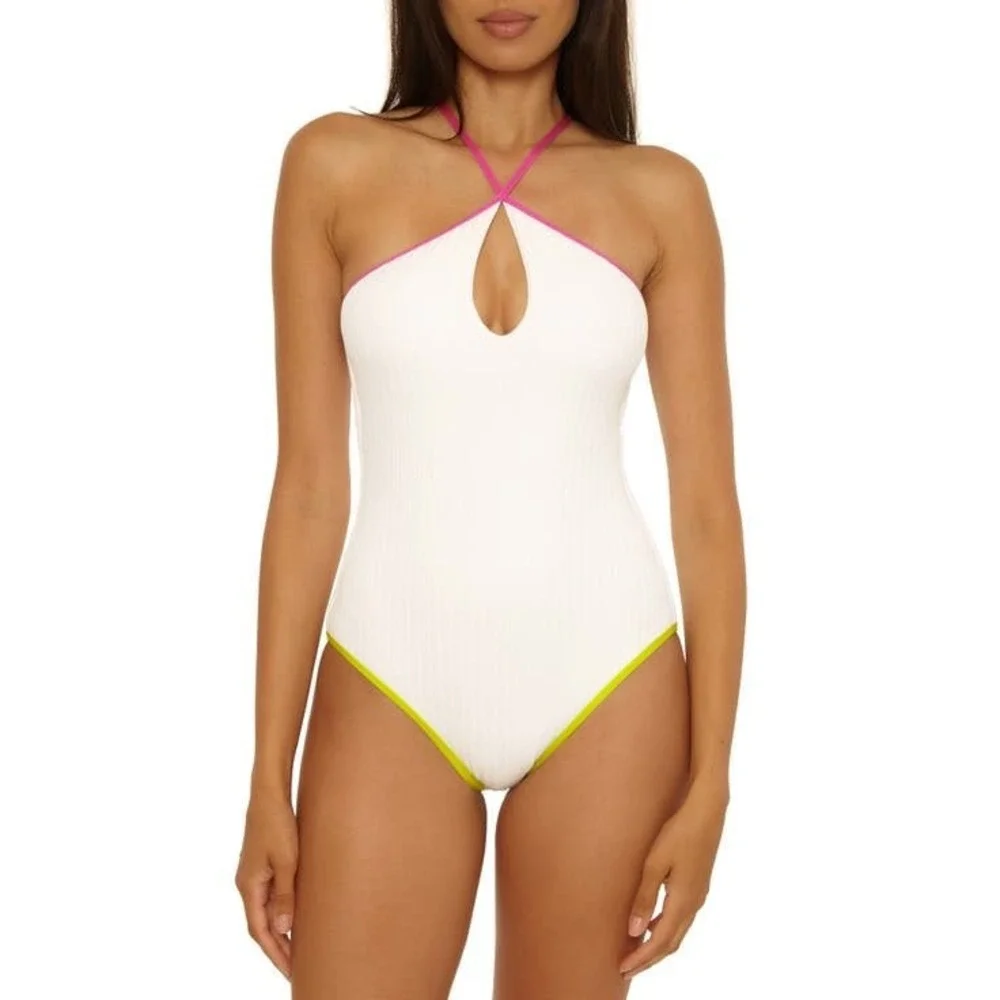 Trina Turk Maori Colorblock Binding One-Piece Swimsuit Women's Size 8